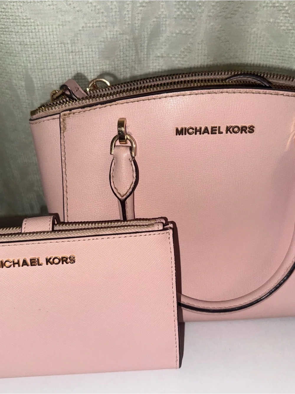 Michael Kors Blush Pink Leather Crossbody Bag with Wallet